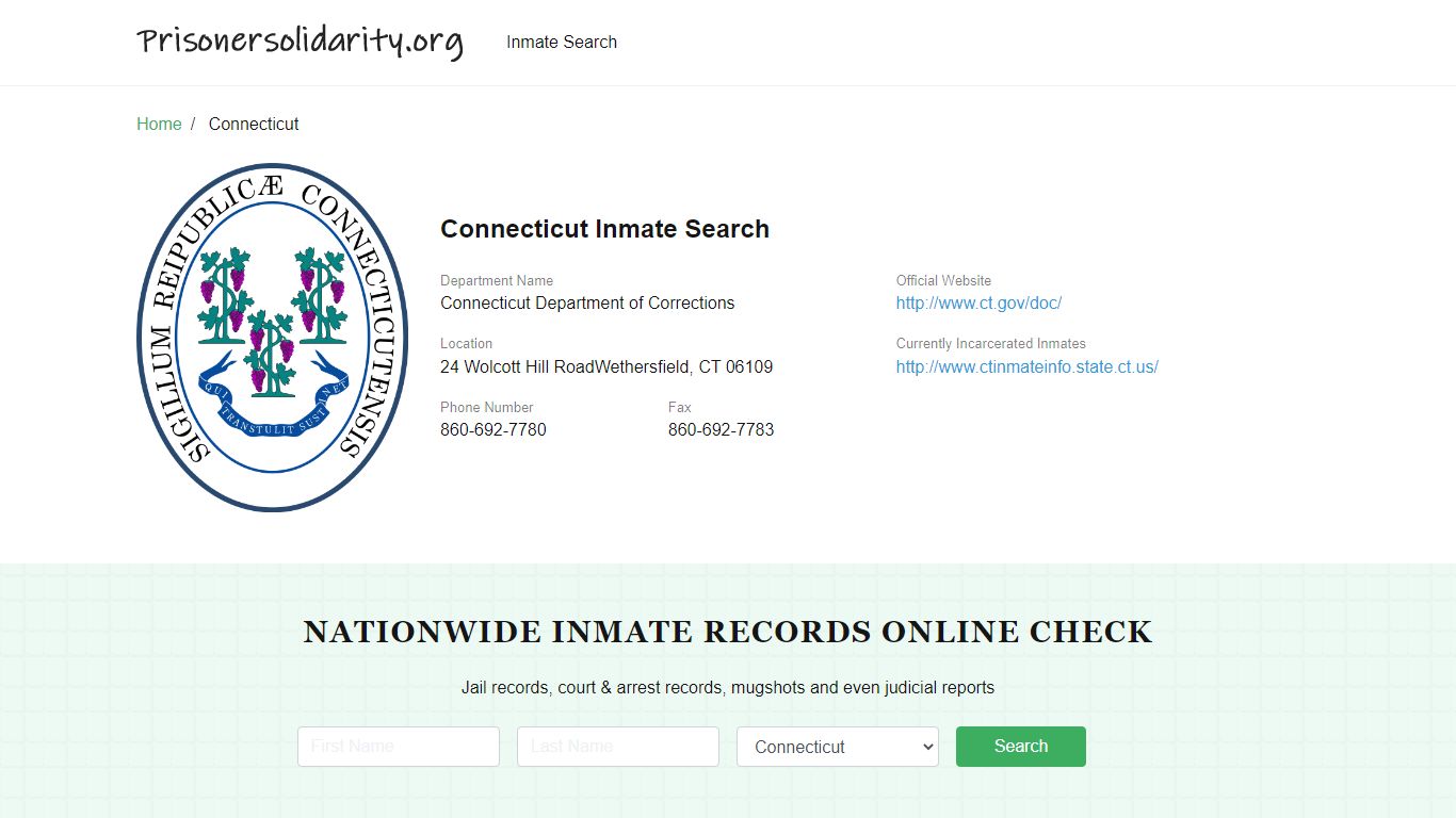 Connecticut Inmate Search – Connecticut Department of ...