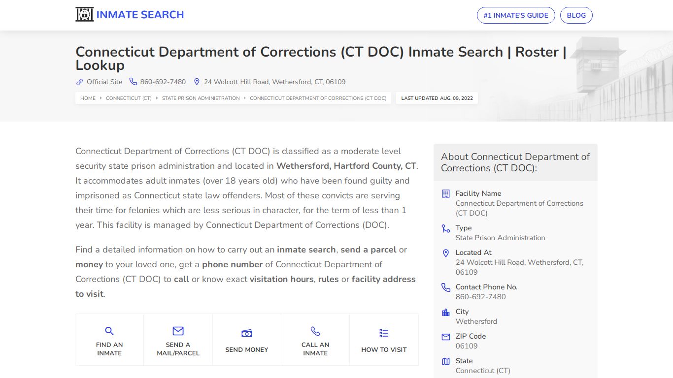 Connecticut Department of Corrections (CT DOC) Inmate ...